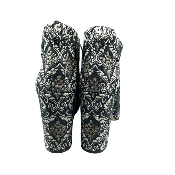 Sam Edelman Campbell Boots Women's 8 Black Gold Damask Jacquard Ankle Zip Boho - Picture 2 of 9